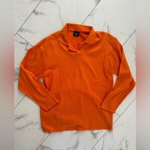 Orange oversized long sleeve polo in large very cool and on trend.